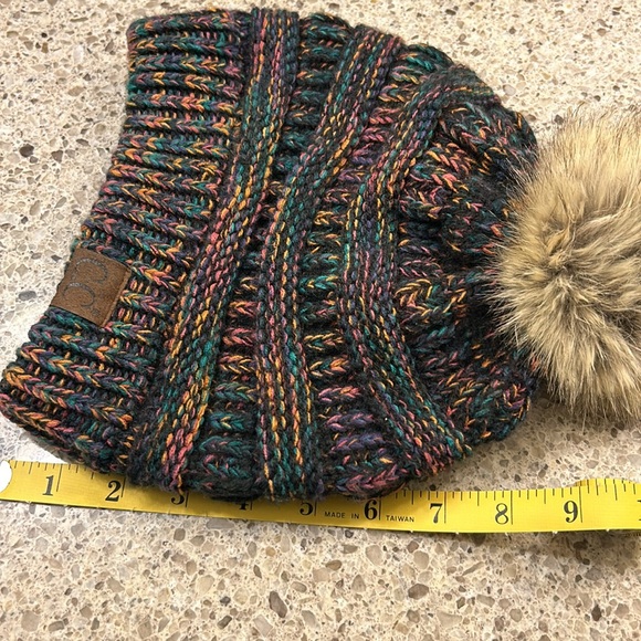 C.C Confetti Knitted Beanie with Pom - Picture 5 of 6